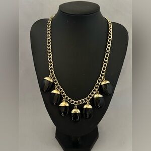 Roberta Chiarella gold tone necklace with black acrylic drops